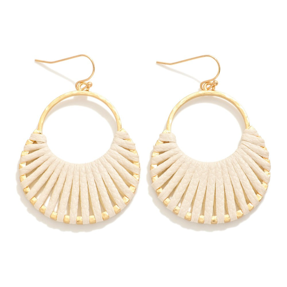 Woven Leather Drop Earrings (ivory)