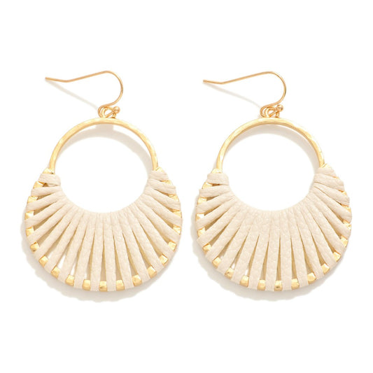 Woven Leather Drop Earrings (ivory)