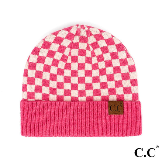 CC Checkered Beanie (pink)