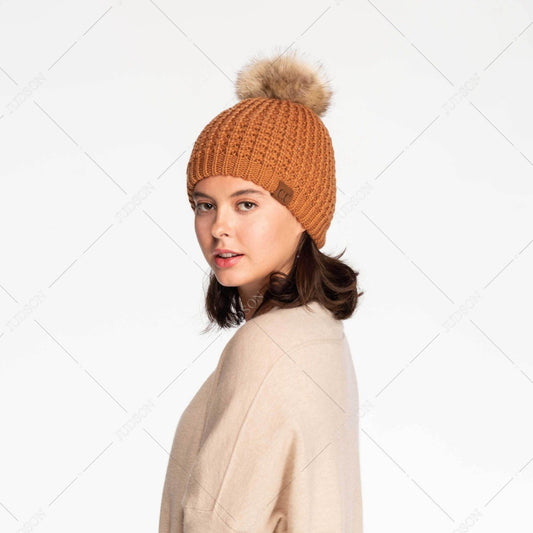 CC Waffle Stitch Pom Beanie (teal grey)
